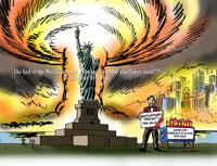 cartoon of end of world at Nyc 